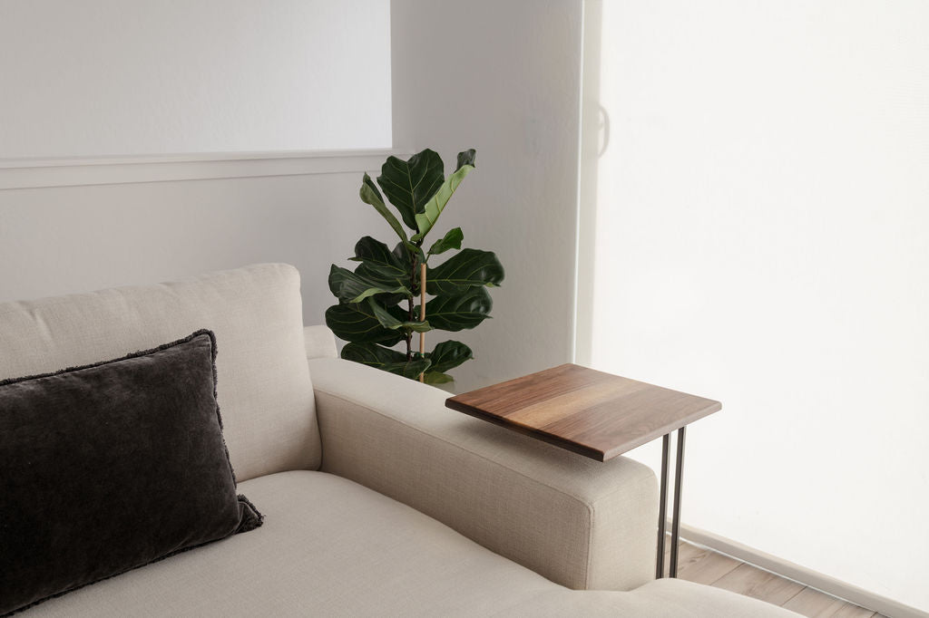 Walnut C-Table, Square Top