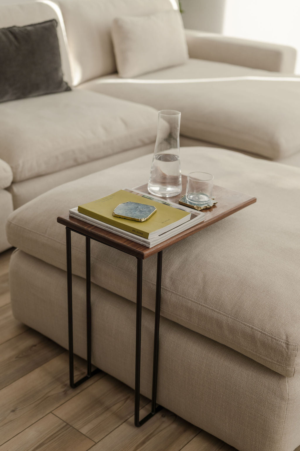 Walnut C-Table, Long Tray Top