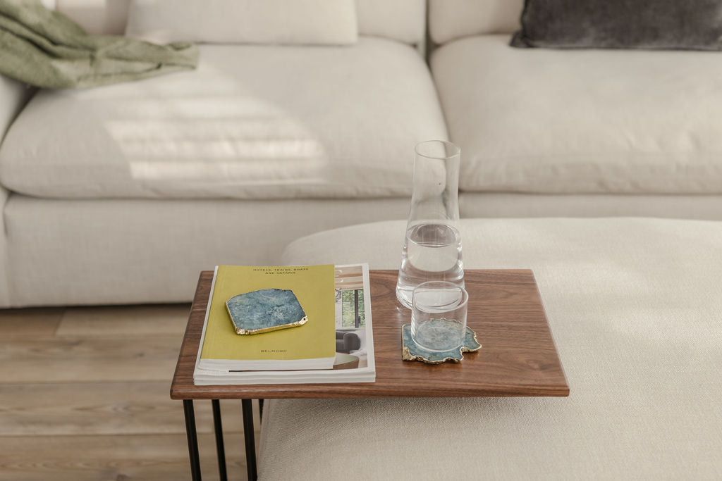 Walnut C-Table, Wide Side Top